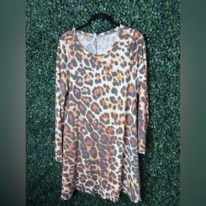 Leopard Print Long Sleeve Dress